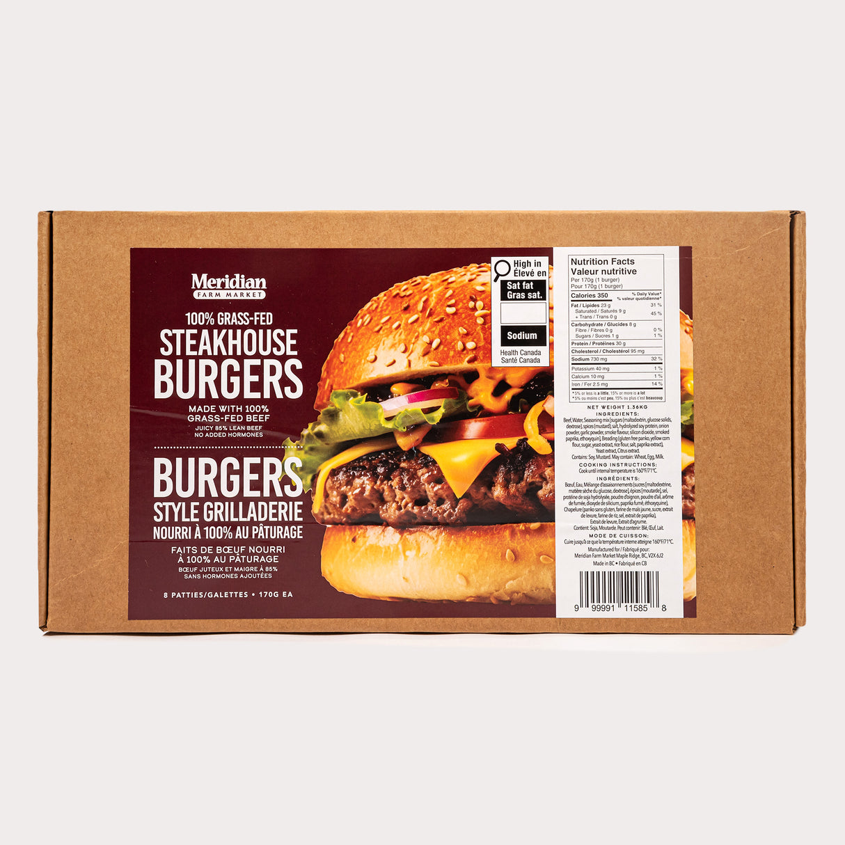 Grass-Fed Beef Burgers, Steakhouse (Frozen)