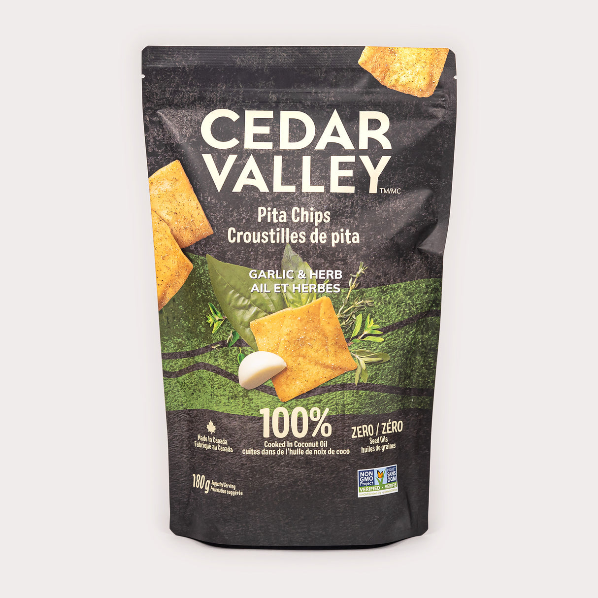 Vegan Pita Chips, Garlic Herb