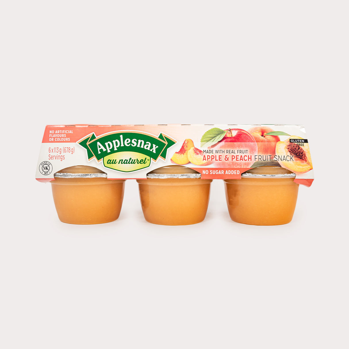 Natural Applesauce Cups, Apple & Peach